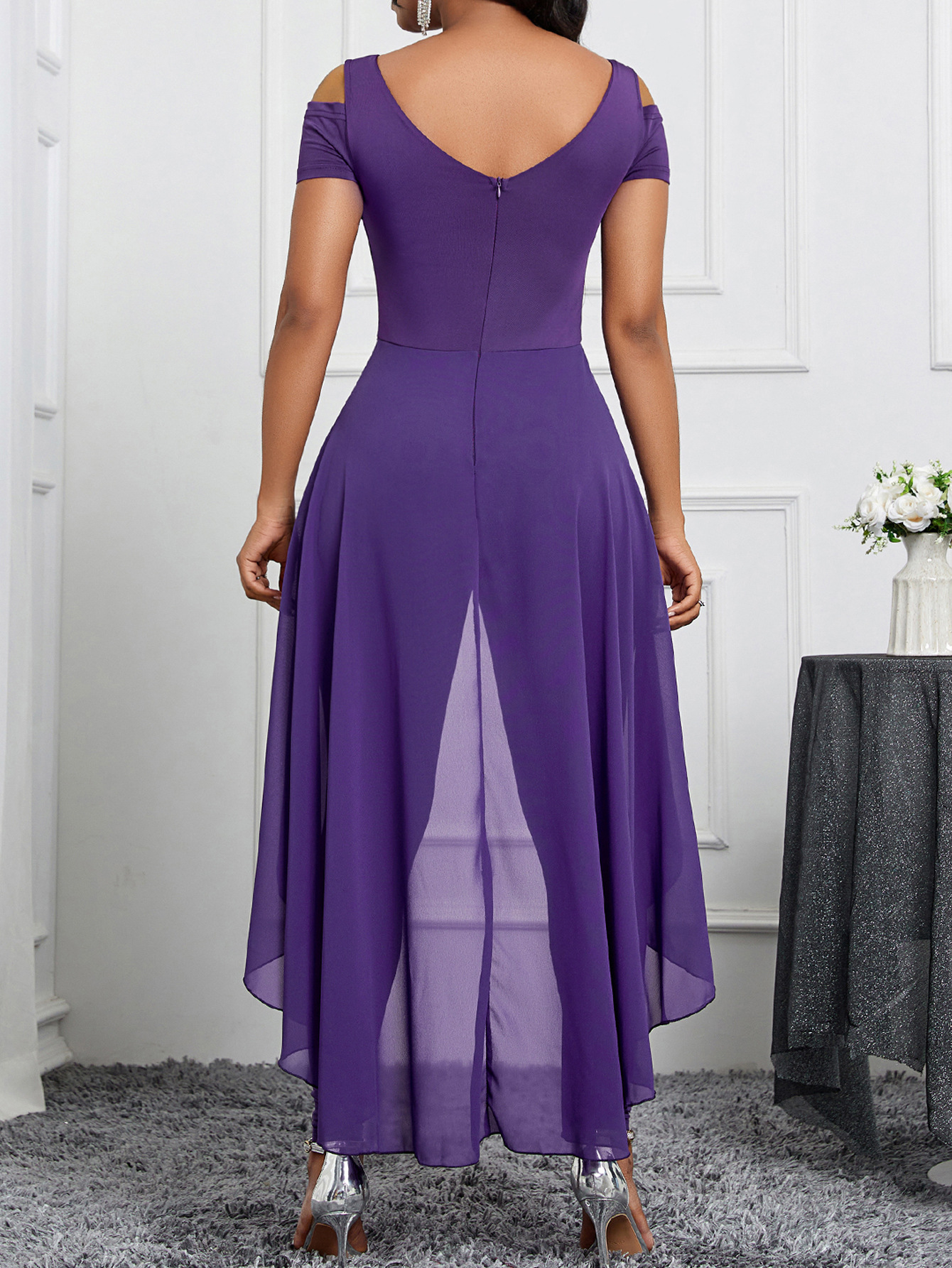 Women's Plain Off Shoulder Sleeveless Elegant Jumpsuit - Image 3