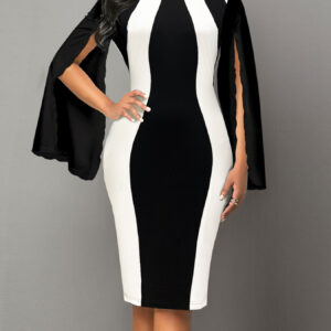 Women's Round Neck Slim Dress Fashion High Waist Dress