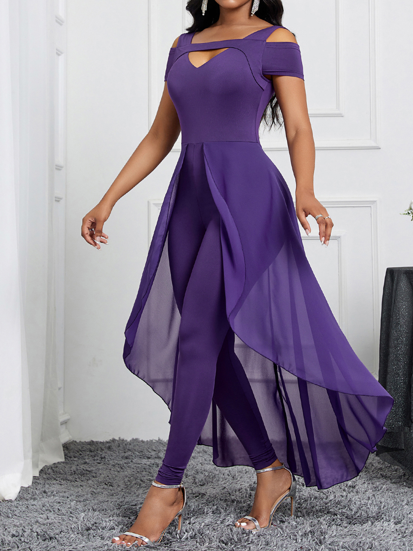 Women's Plain Off Shoulder Sleeveless Elegant Jumpsuit - Image 2
