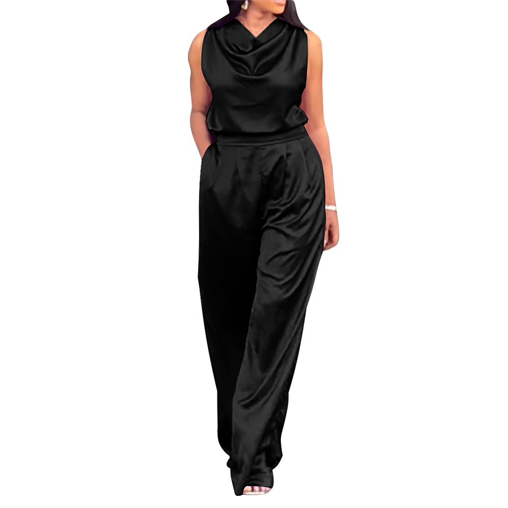 Fashion Women's Sleeveless Solid Color Waist Casual Suit - Image 3