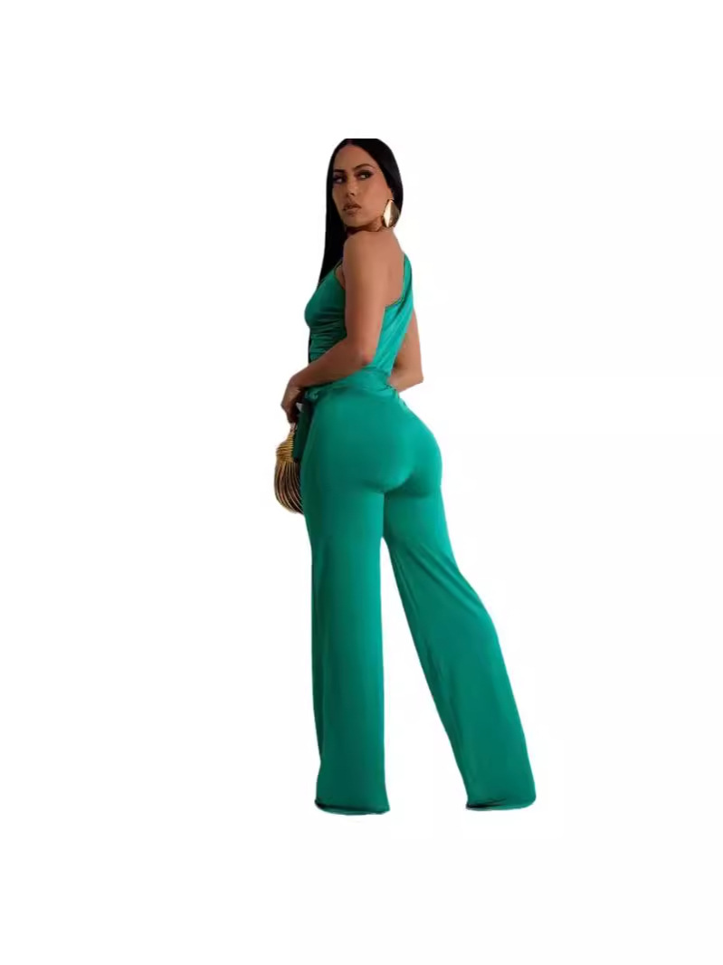 Plain Wryshoulder Sleeveless Bandage Elegant Jumpsuit - Image 4