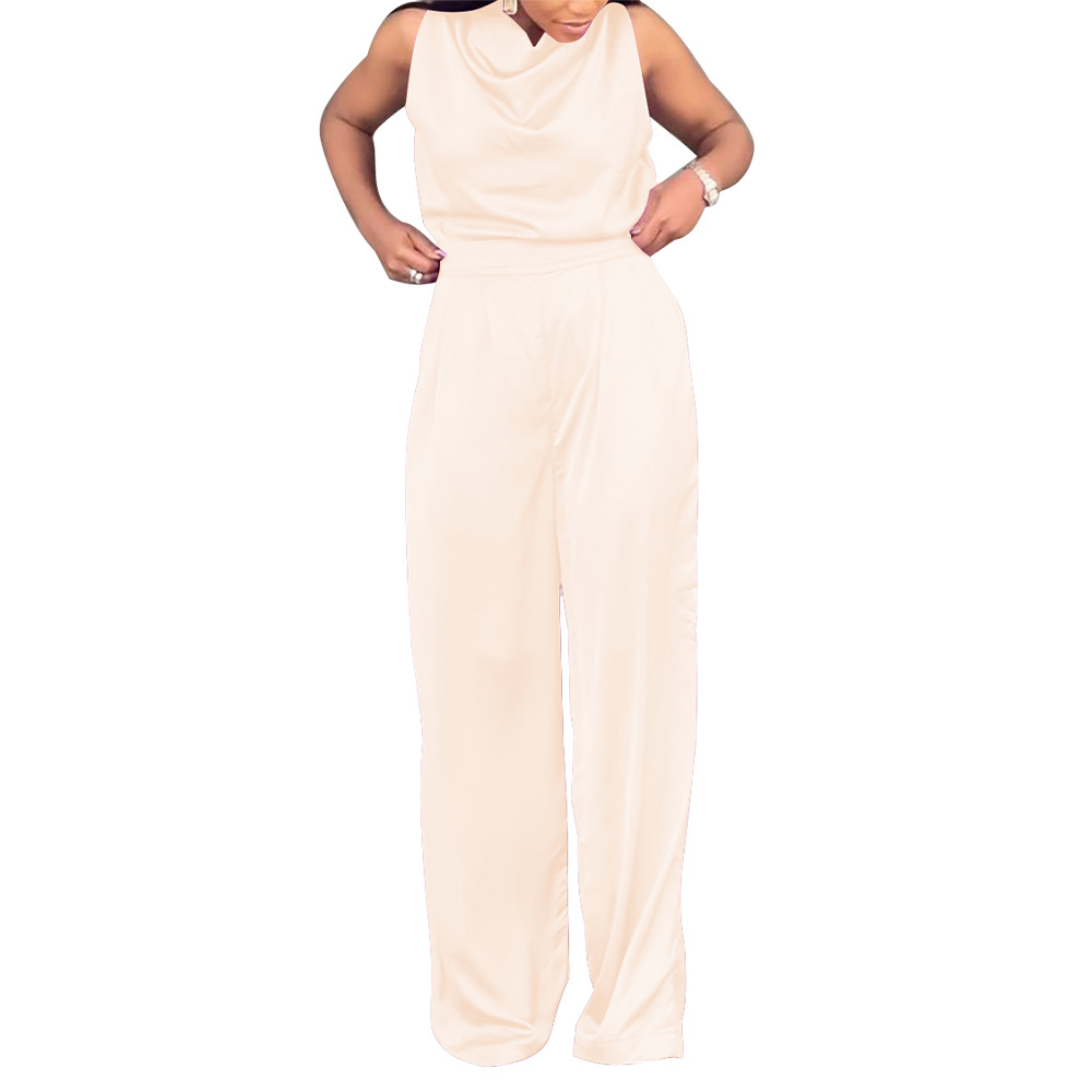 Fashion Women's Sleeveless Solid Color Waist Casual Suit - Image 2