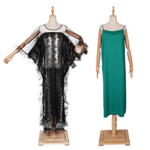 Women's Suspender Dress Mesh Splicing Crew Neck Dress Two-piece Set