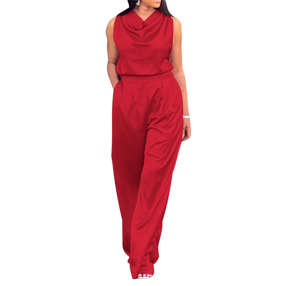Fashion Women's Sleeveless Solid Color Waist Casual Suit - Image 4