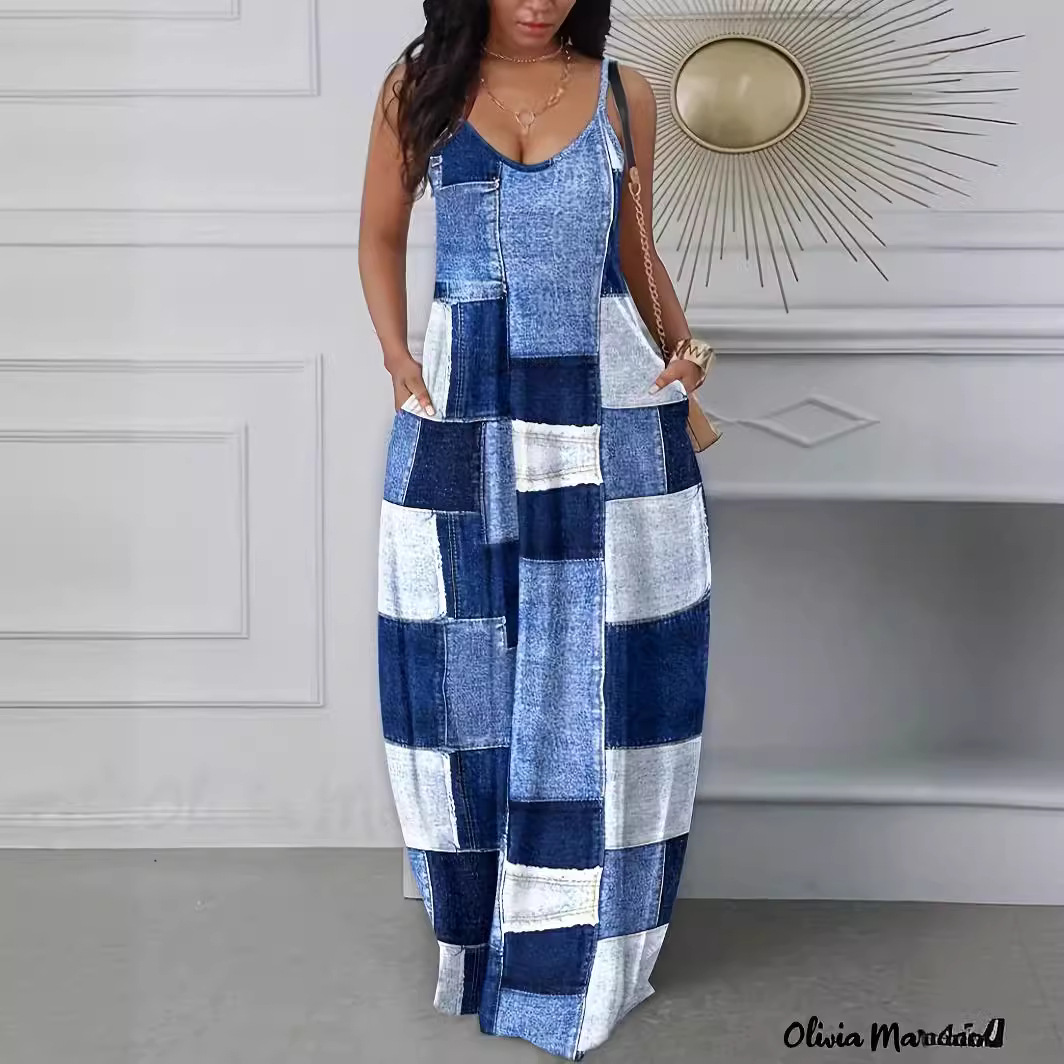 Women's Casual Printed Summer Maxi Suspender Dress - Image 4