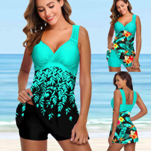 Women's Print V-Neck Sleeveless Sexy Takini
